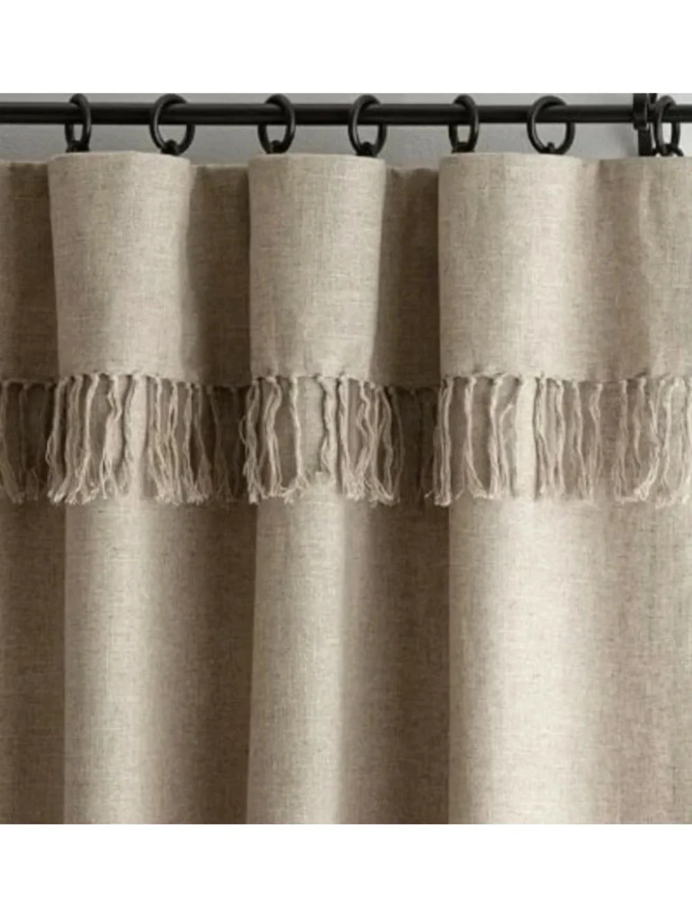 Pottery Barn Fringe Top Flax Tan Curtain Panel 50x84